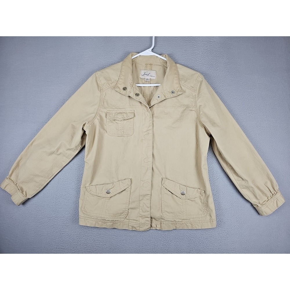 Levi's Jacket Women's Size Large Khaki Snap Front Long Sleeve Lightweight Casual
